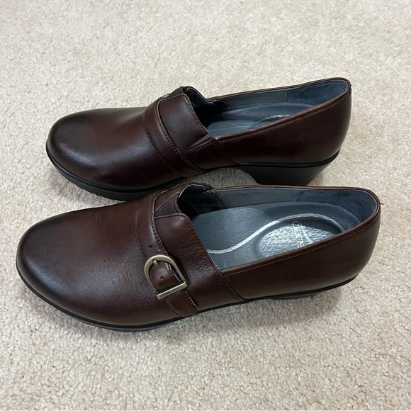 Dansko Brown Leather Slip On Nursing Medical Wedge Shoes - Picture 5 of 16